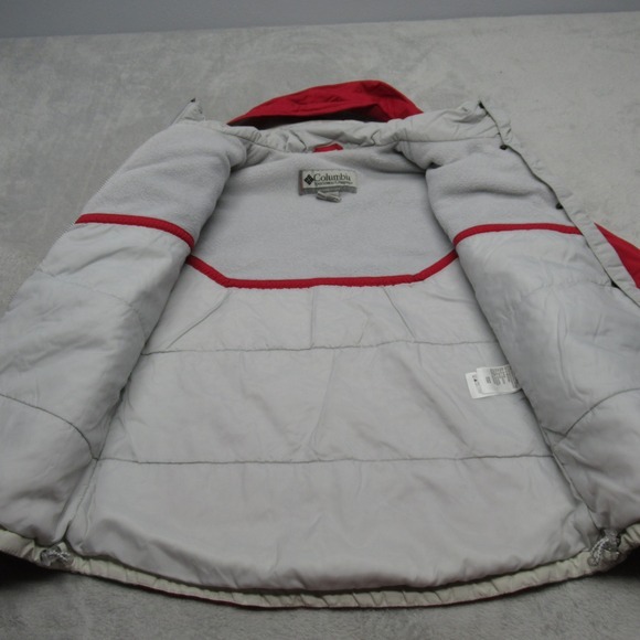 Columbia Jacket Womens Medium Red Gray Vertex Hood Waterproof Full Zip Insulated - Picture 3 of 16